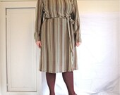 KaffeeKlatch Dress - plus size - graphic brown and white stripes - 50B-46W-52H