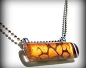 Copper Pendant. Metallic Orange. Glass Bar Necklace. Glass Pendant: Copperfield