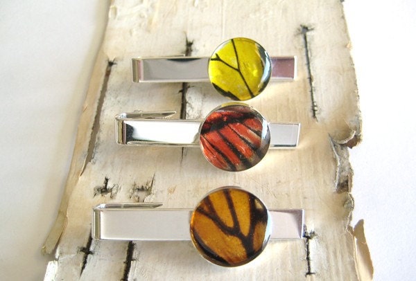 Monarch Butterfly Wing Tie Bar, menswear accessory, special occasion, wedding, sterling silver