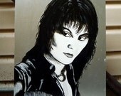 Joan Jett  portrait on repurposed wood by Jesse Mosher