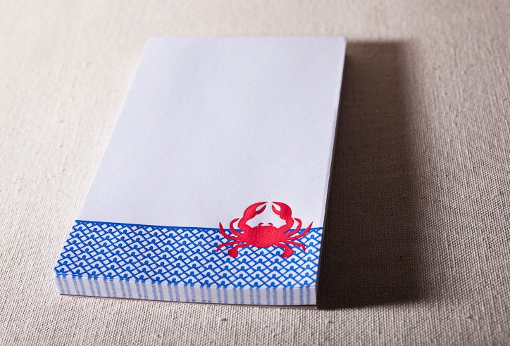 Letterpress Scratch Pad - Crab. 100 percent PCW paper, SP9091