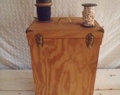 Charming vintage handmade wood storage cabinet with brass fittings