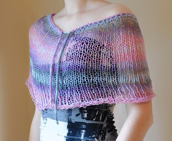 Purple Summer Shrug / Women's Clothing / Beach Wear / Convertible / Capelet / Shawl / OOAK / Summer Poncho /