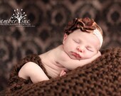 Knit Baby Blanket Newborn Photography Prop Chocolate Brown