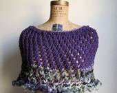Trellis Capelet. Plum. Purple. Green. Olive.