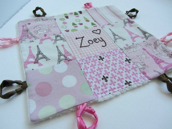 Baby Girl Blanket Lovey with Custom Hand Embroidery by  Dolce Dreams