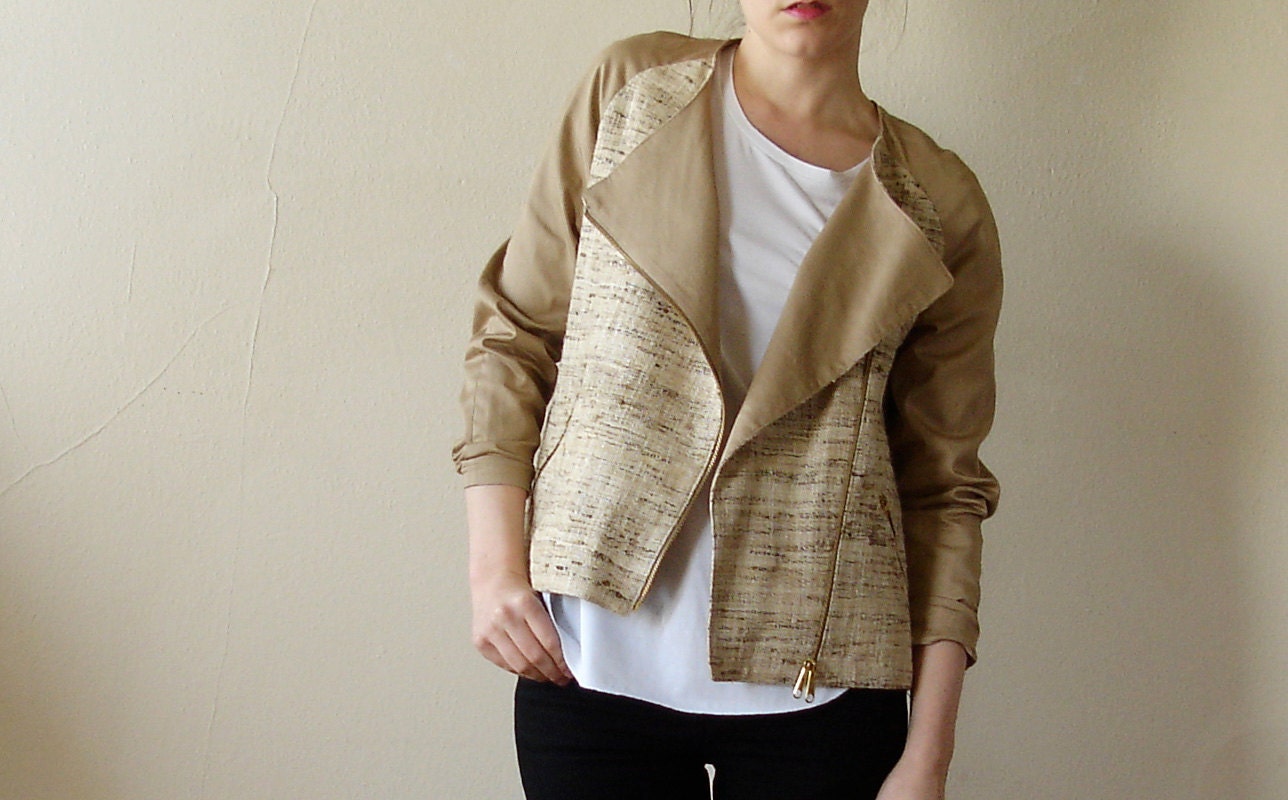 Moto Jacket Large Raw Silk