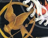 Custom Hand-Painted Hunger Games Converse All Star Hi-Tops