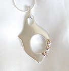 Solid Sterling Silver Large Lotus Pendant with 3 gold flowers