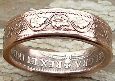 1916 Canadian Large Cent Copper Coin Ring in a size 9. - coinringman