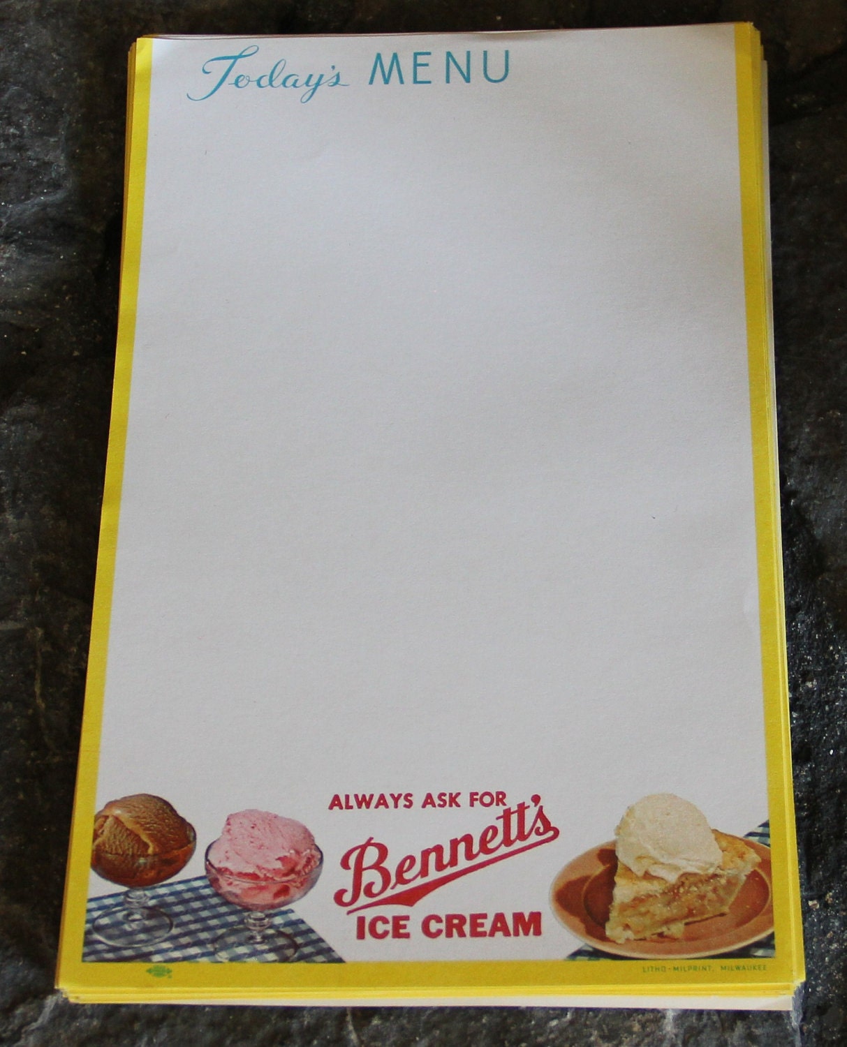 VINTAGE 25 Ice Cream Menus NOS