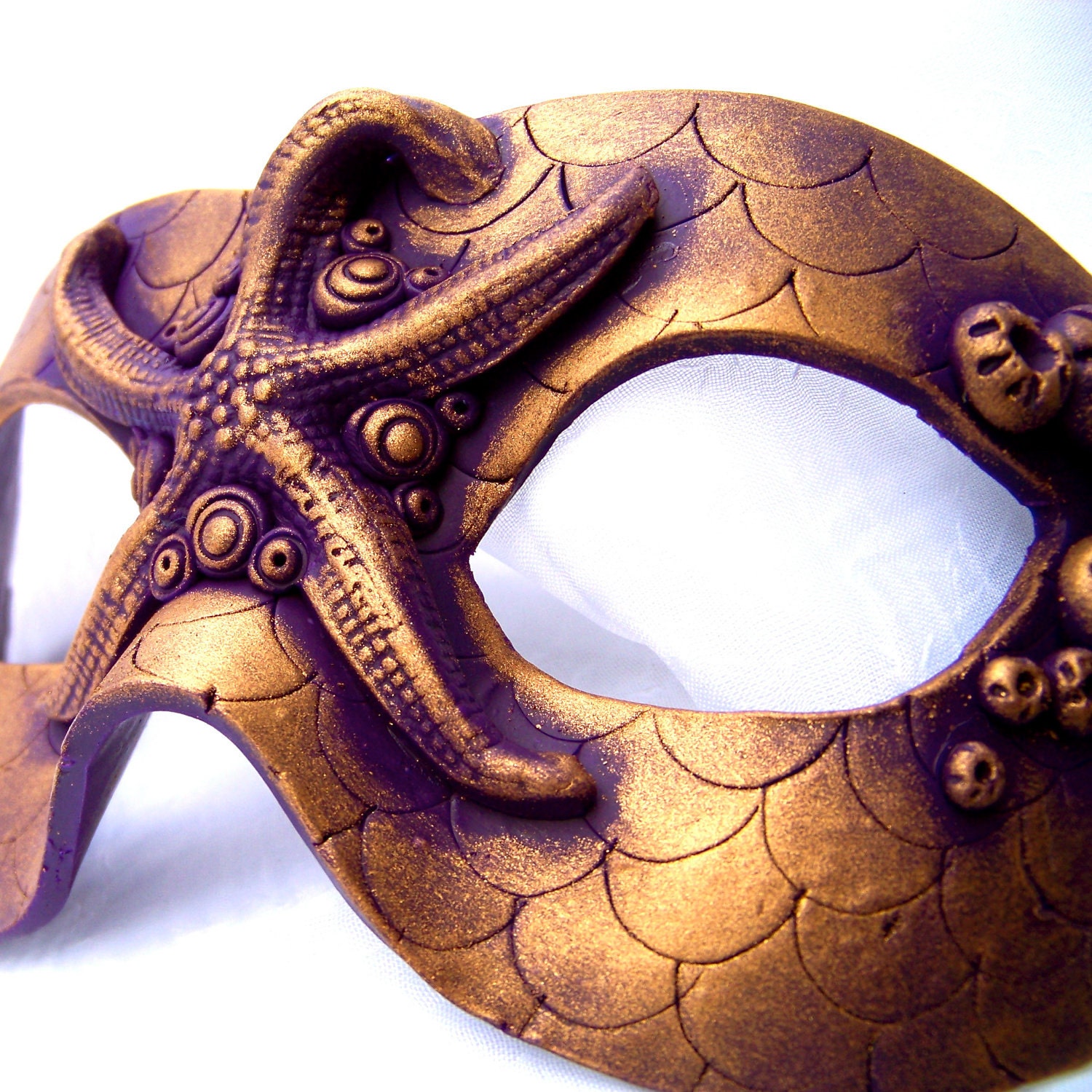 Mermaid Starfish Carnival Mask: Handmade Polymer Clay - WingsOfClay