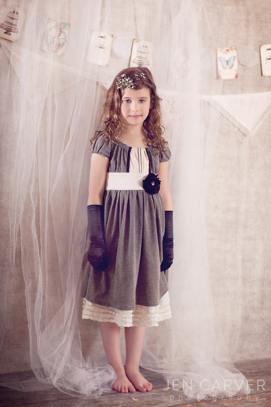 Girl's Grey Knit GEORGIANNA dress... The Dear Jane Collection Sizes 12/18M through 12