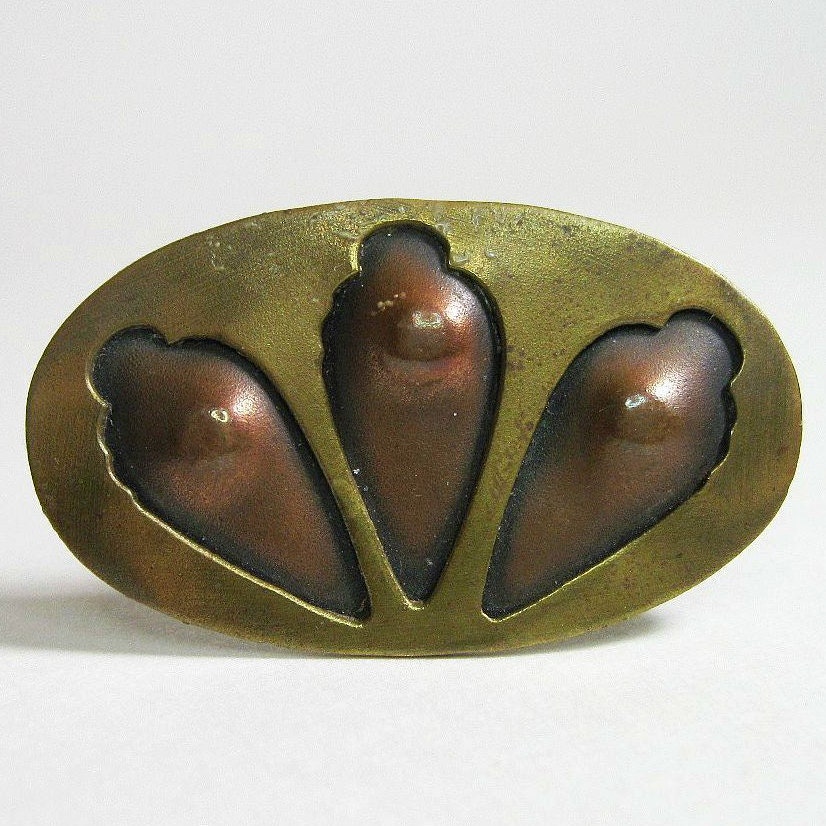 C1905 Antique Arts and Crafts Movement Pin Brooch Copper Brass Boho