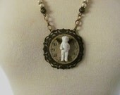 mixed media frozen charlotte and vintage watch steampunk necklace - free shipping
