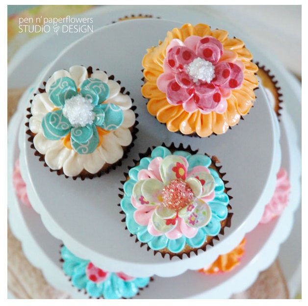 Paper Mache Daisy Cupcake Toppers