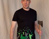 Zombie Attack men's t-shirt size Medium american apparel 8 Bit zombies tee father's day