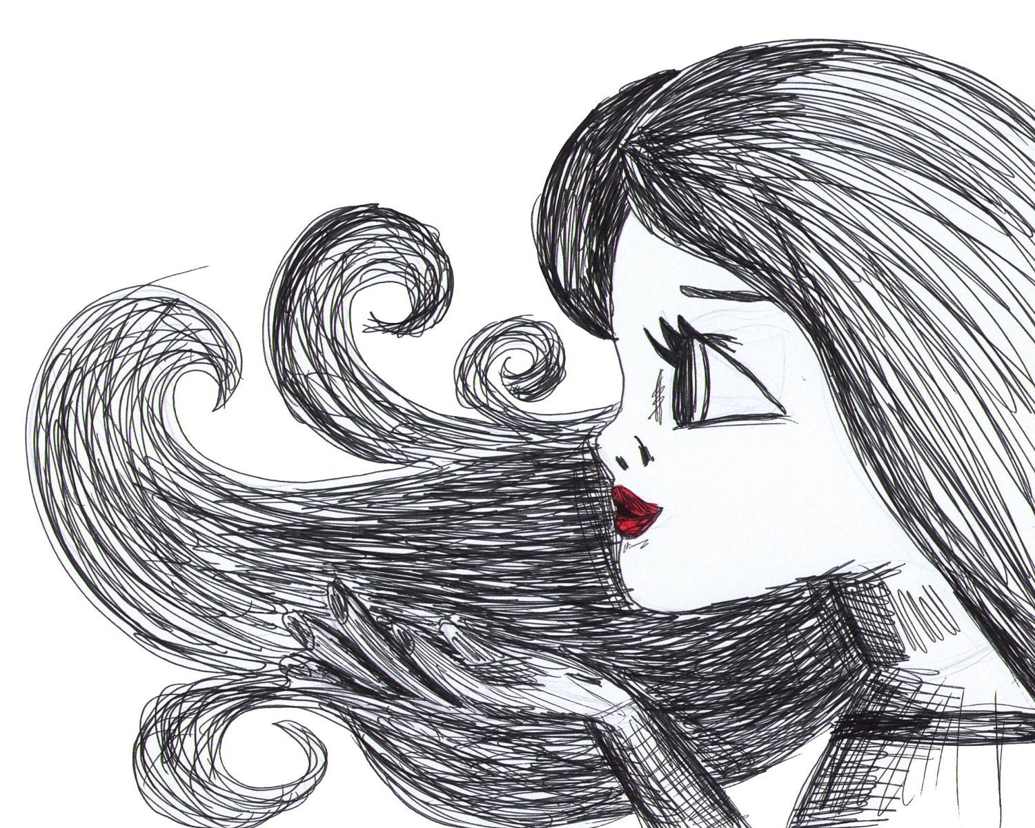Kisses in the Wind 8x10 Cadouxdle Sketch Print
