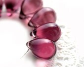 Transparent Purple czech glass teardrop Briolettes - 10x14mm - 8Pc - 0184
