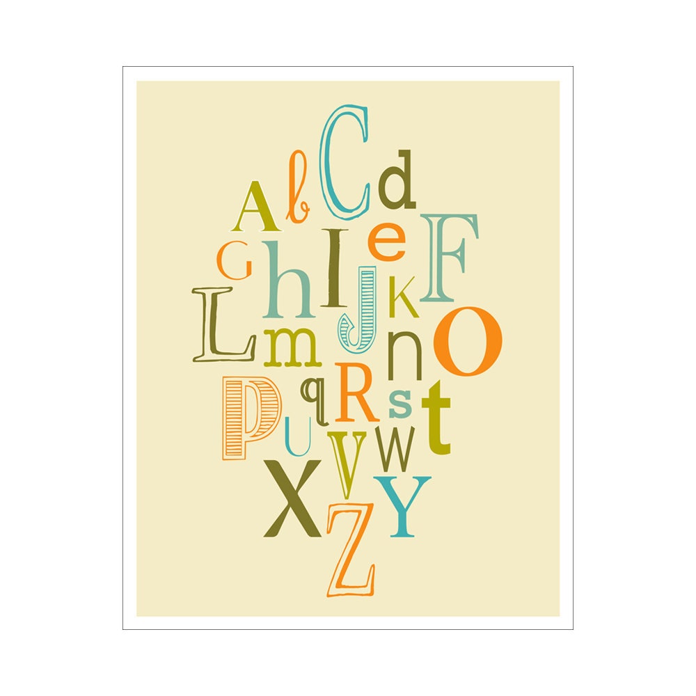 ABCs 8x10 inch poster print by Finny and Zook