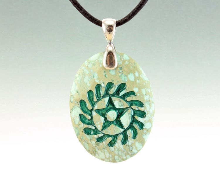 Sesa Wo Suban - Engraved Stone Pendant - African Adinkra Symbol