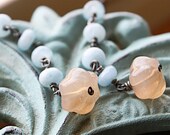 aquamarine jewelry gemstone earrings sterling silver light blue peach spring fashion March birthday