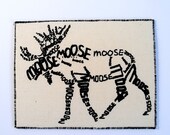 Moose Art Card Calligram Black Print Fabric Postcard