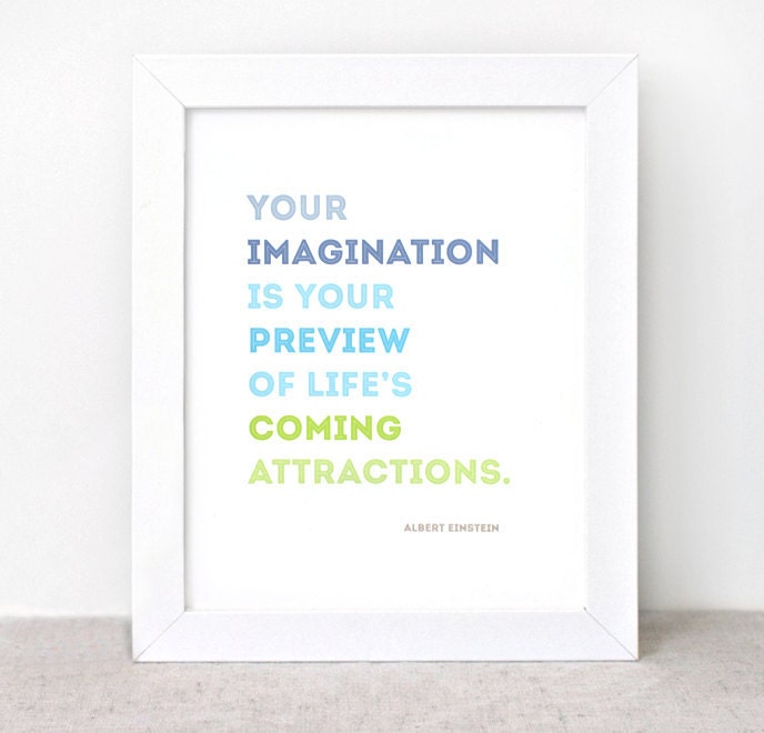 Typographic Print - 8 x 10 - Imagination, Einstein - Graduation Gift, Spring, Modern, Eco-friendly Wall Art