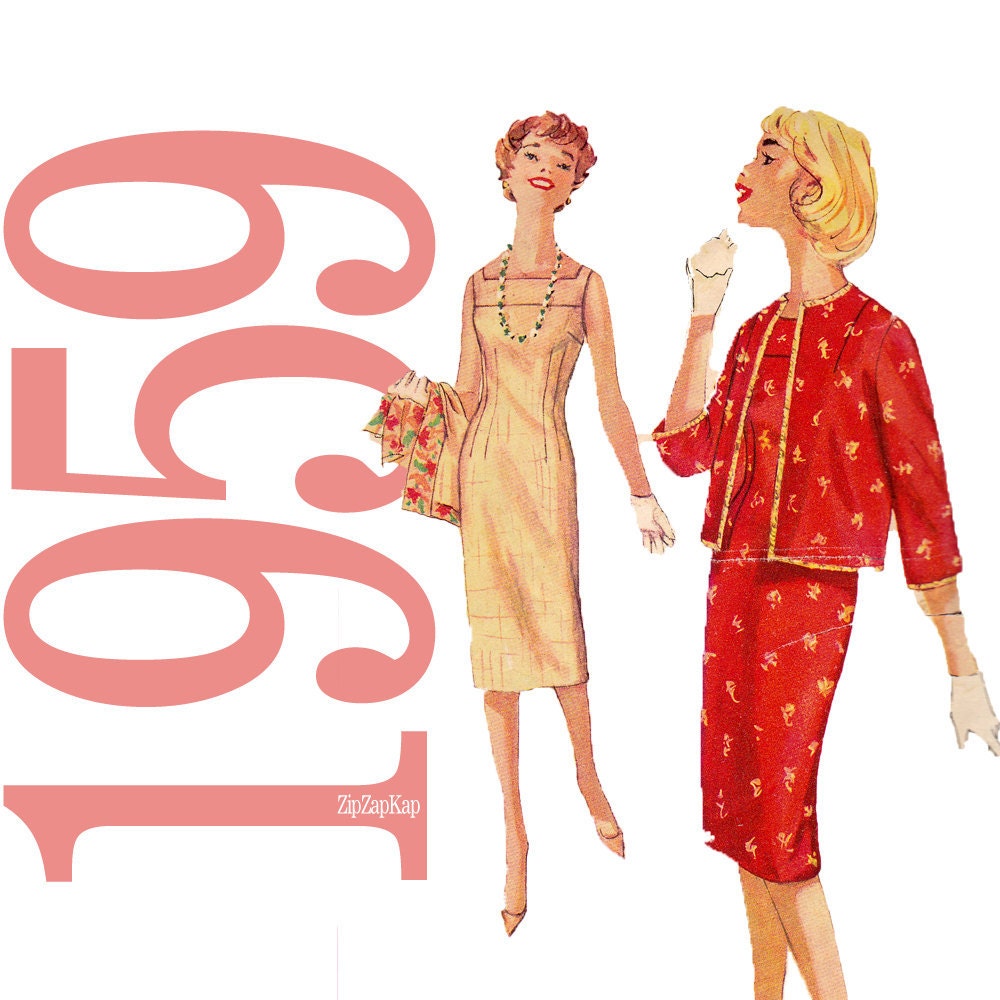 50s Dress, Jacket Vintage Pattern - B32 - Simplicity 3033