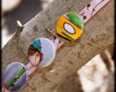 Unique photography pinback buttons, badges. Green, closeup. Optional you pick pictures. Free domestic shipping.