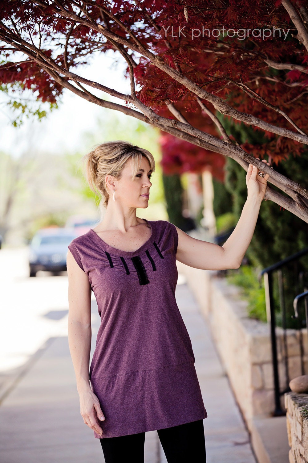 Womens Knit Velvet and Lace Trimmed Tunic... Custom Colors Made to Order