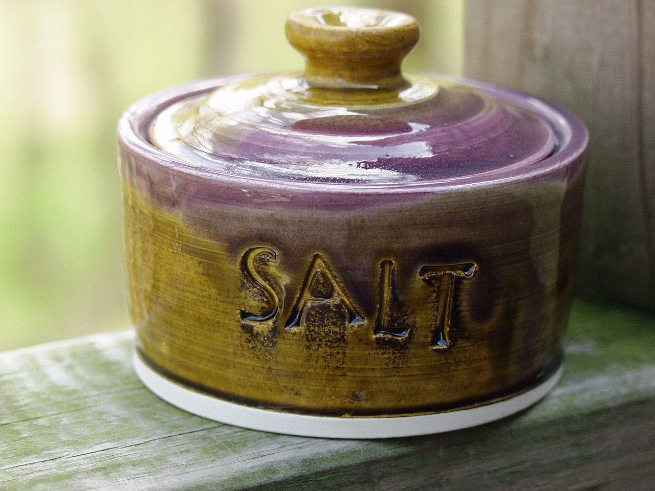 Lidded Salt Spice Jar Lemongrass Plum Ready to Ship