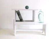 Vintage Wood Bench Rustic White Country Cottage dtteam theteam eveteam - NifticVintage