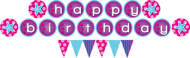 Sleepover Birthday Party Banner and Garland