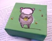 Childrens Decor, Original Painting, Honey Bear, Artwork for Kids, Wall Art, Nursery Art, Kids Room