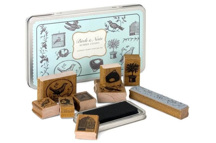 Cavallini Birds and Nests Rubber Stamp Set