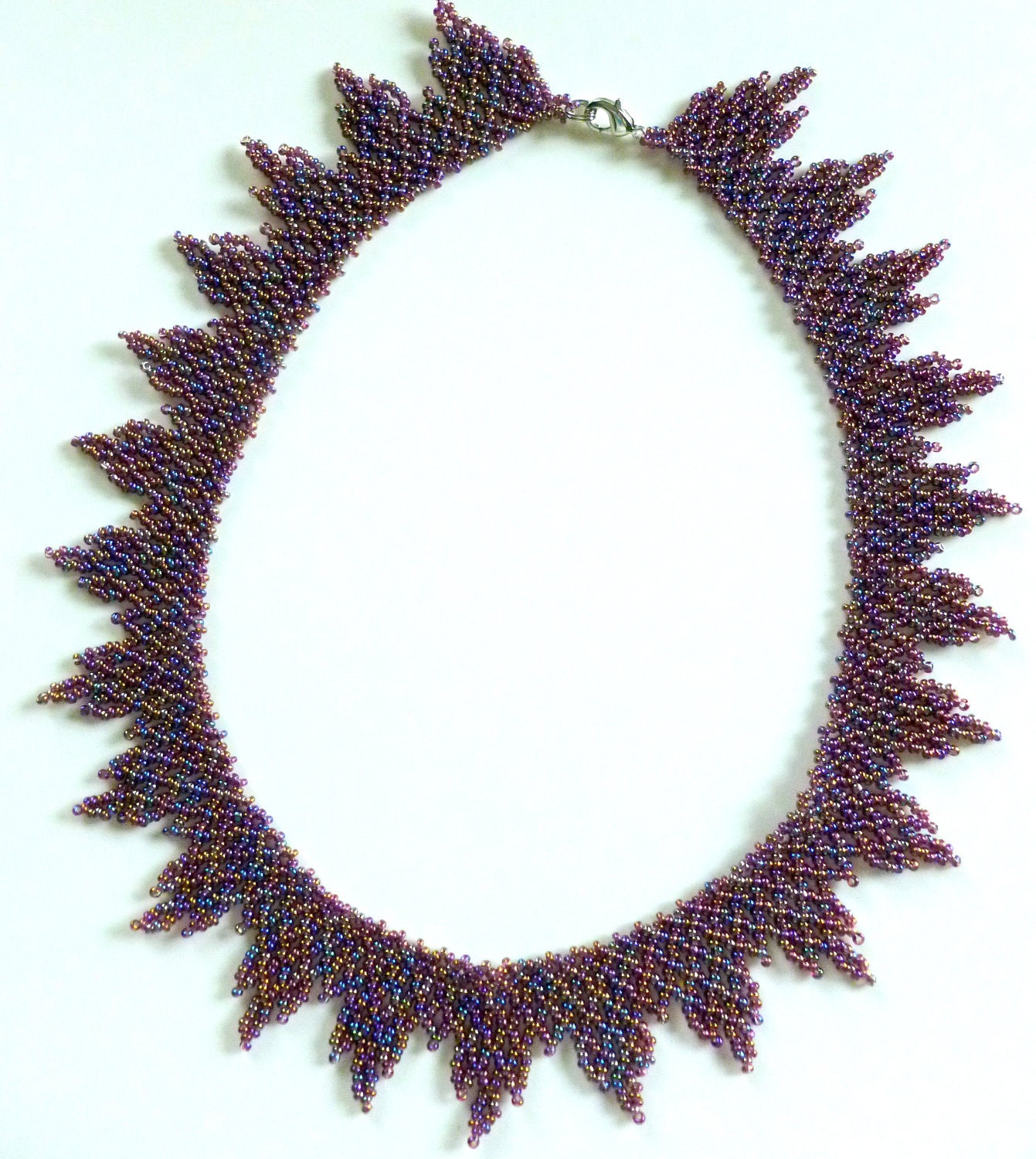 A New Flame Beadwork Necklace in Purple