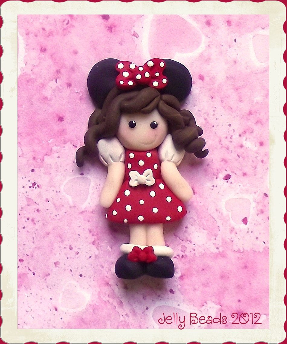Miss Mouseketeer Girl polymer clay bead/charm/bow center