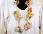 Spring Colors Floral Lariat Design Crochet Scarf