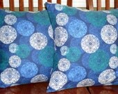 Decorative Accent Pillows Covers - Ty Penningtons Impressions Blues and White - Two 18 Inch