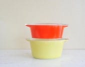 Reserved for cacoci  // Red and Yellow Vintage Stacking with Glass Lids Containers