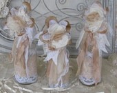 Shabby Chic  Vintage Wedding Bottles  Set of 3