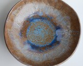 Blue and Tan Lace Imprinted Serving Bowl