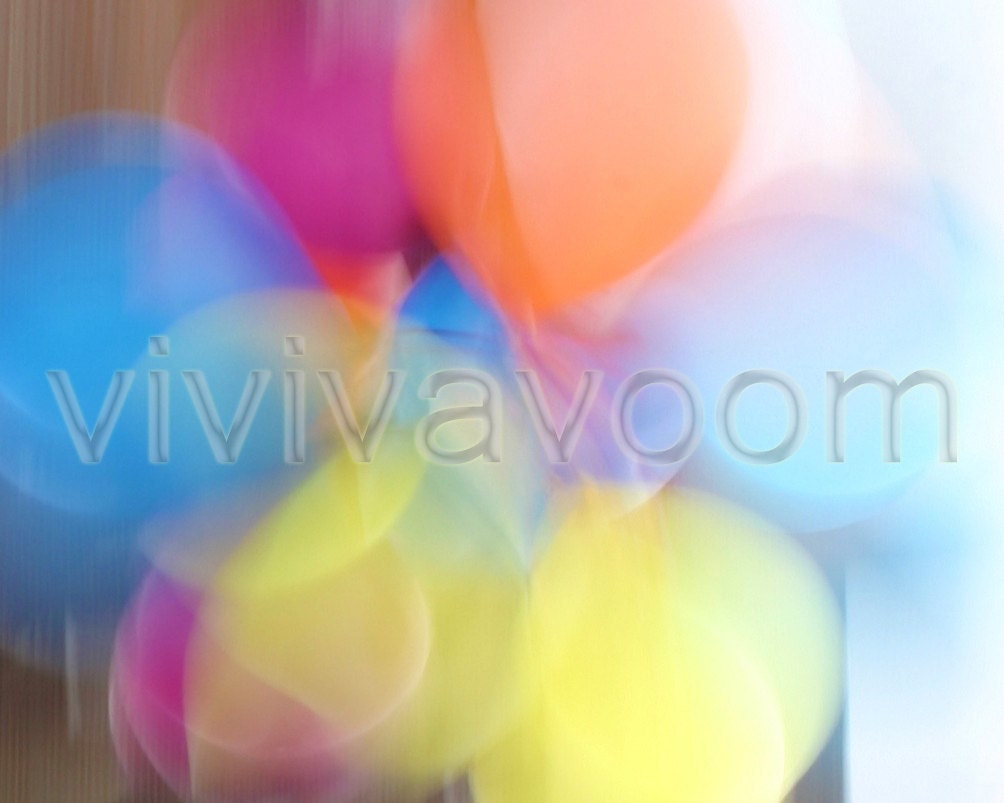 Abstract whimsical balloon colour rainbow shadows purple yellow blue orange photograph 8 x 10