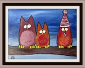 Childrens Decor Silly Quirky Owl, Woodland Storybook Painting, Artwork for Kids, Wall Art, Nursery Art, Kids Room