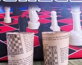 Pair Chess Page Wrapped Votive Holders