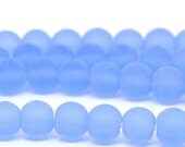 40 Light Blue Frosted Glass Beads 6mm .  Ships today from the USA.