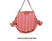 QUOTE Candy bag  2 way Leather n Canvas -- red n white