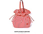 QUOTE Leather and Canvas Flora Bag -- red n white