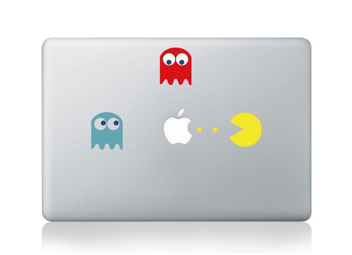 PAC-MAN -- Mac Decal Macbook Stickers Macbook Decals Apple Decal for Macbook Pro / Macbook Air / iPad / iPad2/iPad3 - HappyDecal